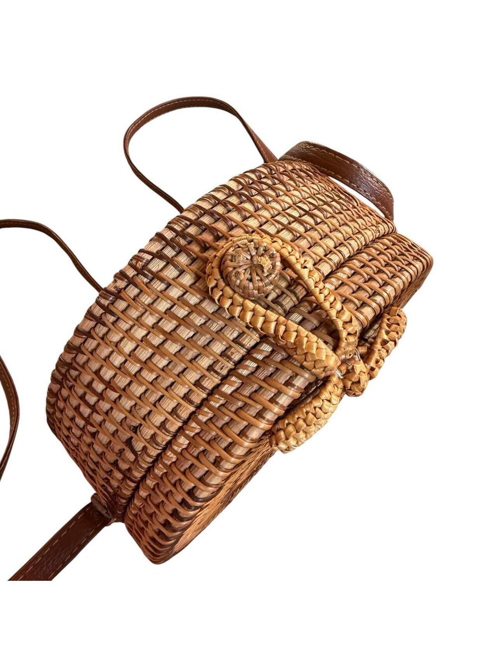 Retro Rattan Wicker Round Purse - Picture 4 of 6
